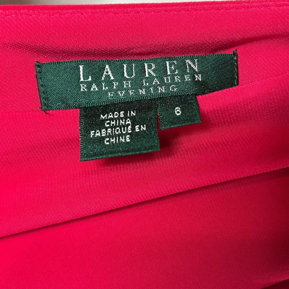 Lauren Ralph Lauren Evening Coral Bodycon Jersey Dress Gown Size 6 - Picture 5 of 9
